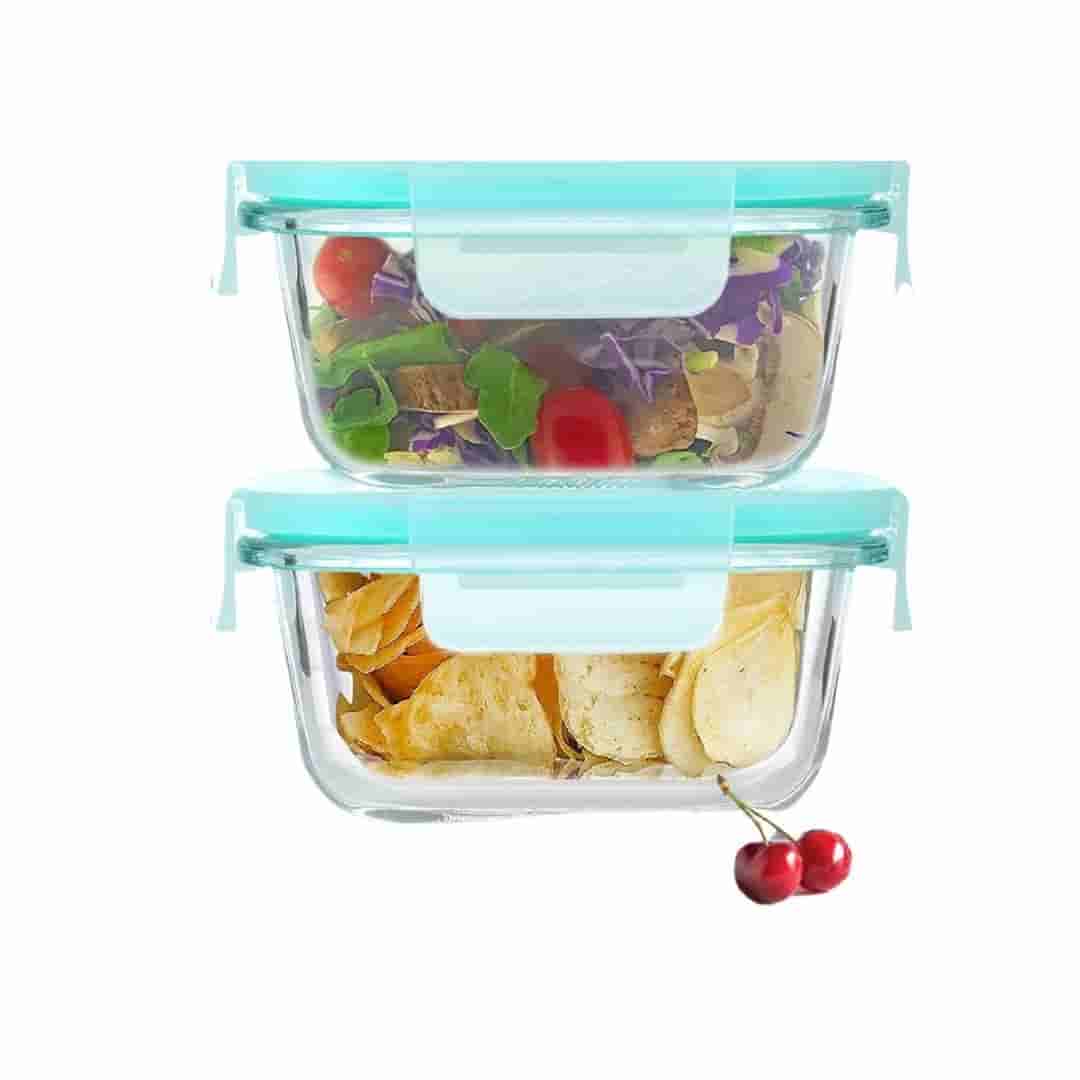 Karios Glass Dual Lunch Box With Bag