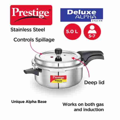Prestige 20255 Deluxe Stainless Steel Pressure Pan 5 Ltr