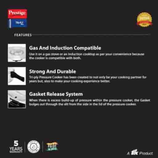 Prestige 20701 Svachh Triply Outer Lid Pressure Cooker 2 Ltr