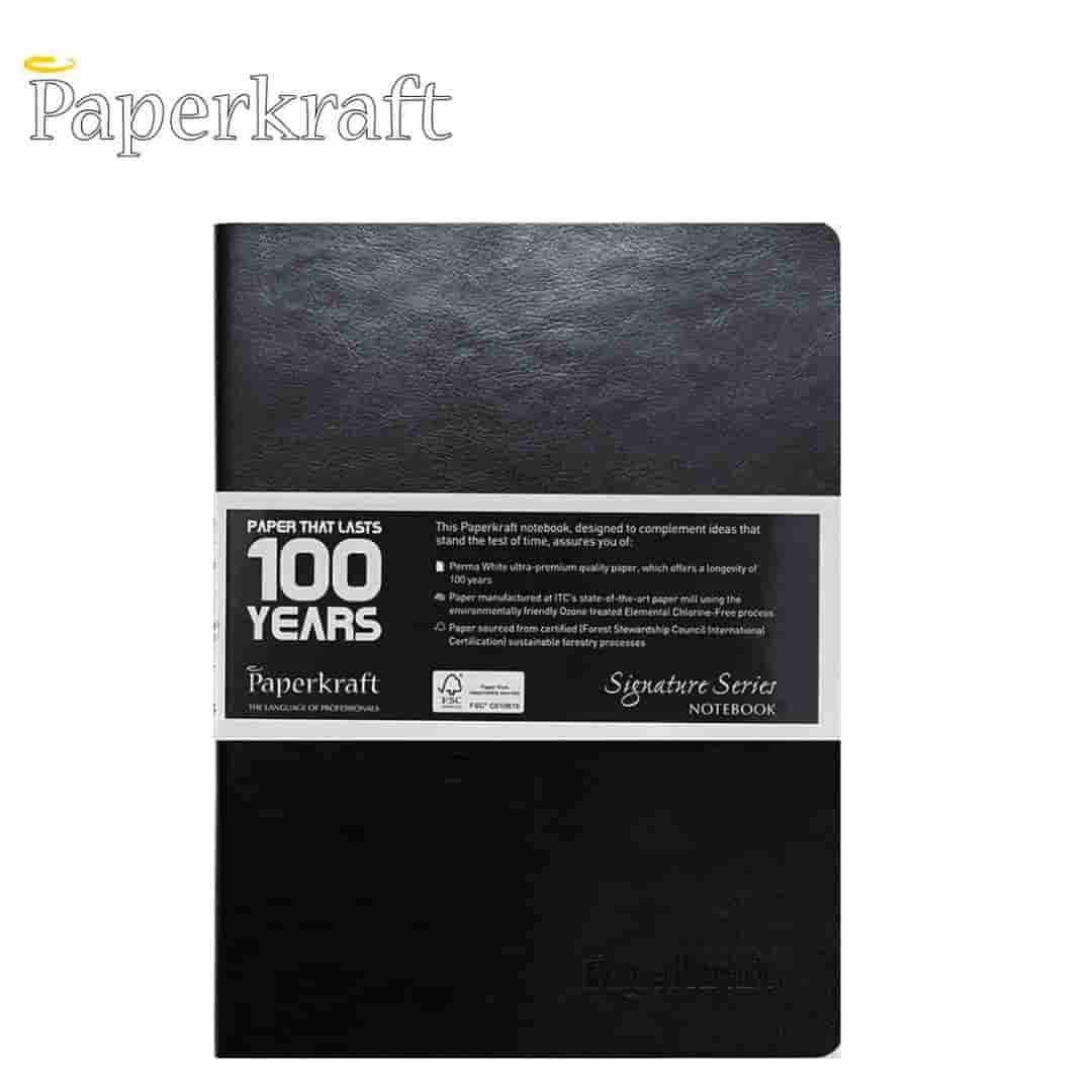 PaperKraft Signature Series Soft Black Cover Unruled Note Book 160Pg(165X95)