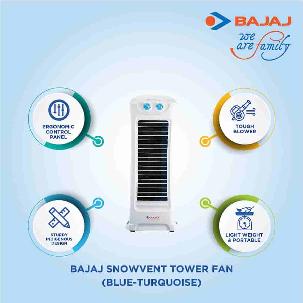 Bajaj 251252 SNOWVENT Blue-Turquoise Tower Fan�
