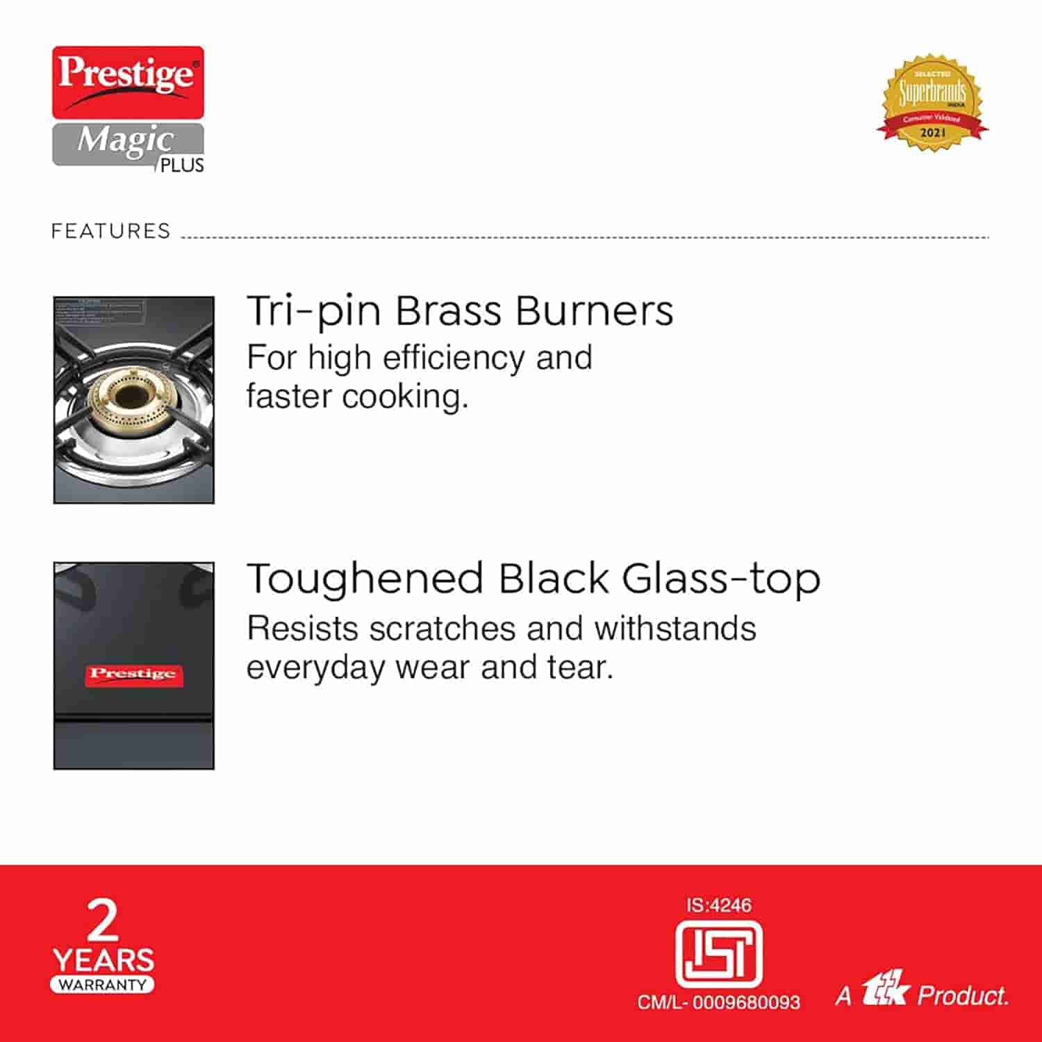 Prestige 40508 Magic Plus GTMP 04 Long Gas Stove