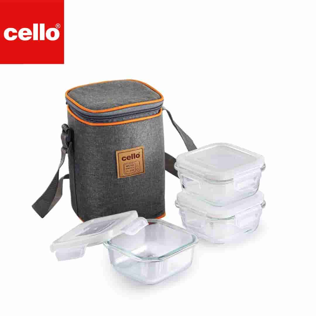 Royale Square Glass Lunch Box 3Pcs Set