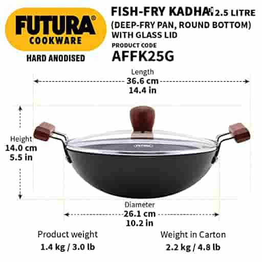 Hawkins AFFK25G Kadhai 2.5 Ltr With Glass Lid