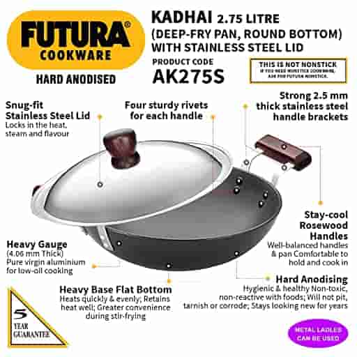 Hawkins AK275S Deep-Fry Pan (Round Bottom) 2.75 Ltr With SS Lid