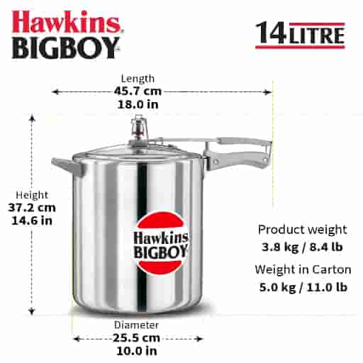 Hawkins Bigboy 14L Aluminium Inner Lid Pressure Cooker