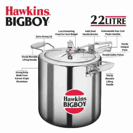 Hawkins Bigboy 22L Aluminium Inner Lid Pressure Cooker