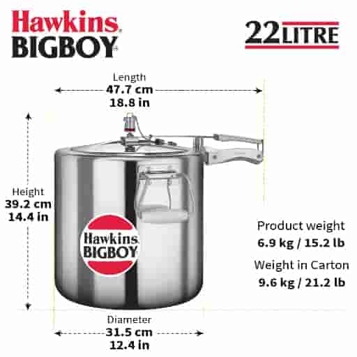 Hawkins Bigboy 22L Aluminium Inner Lid Pressure Cooker