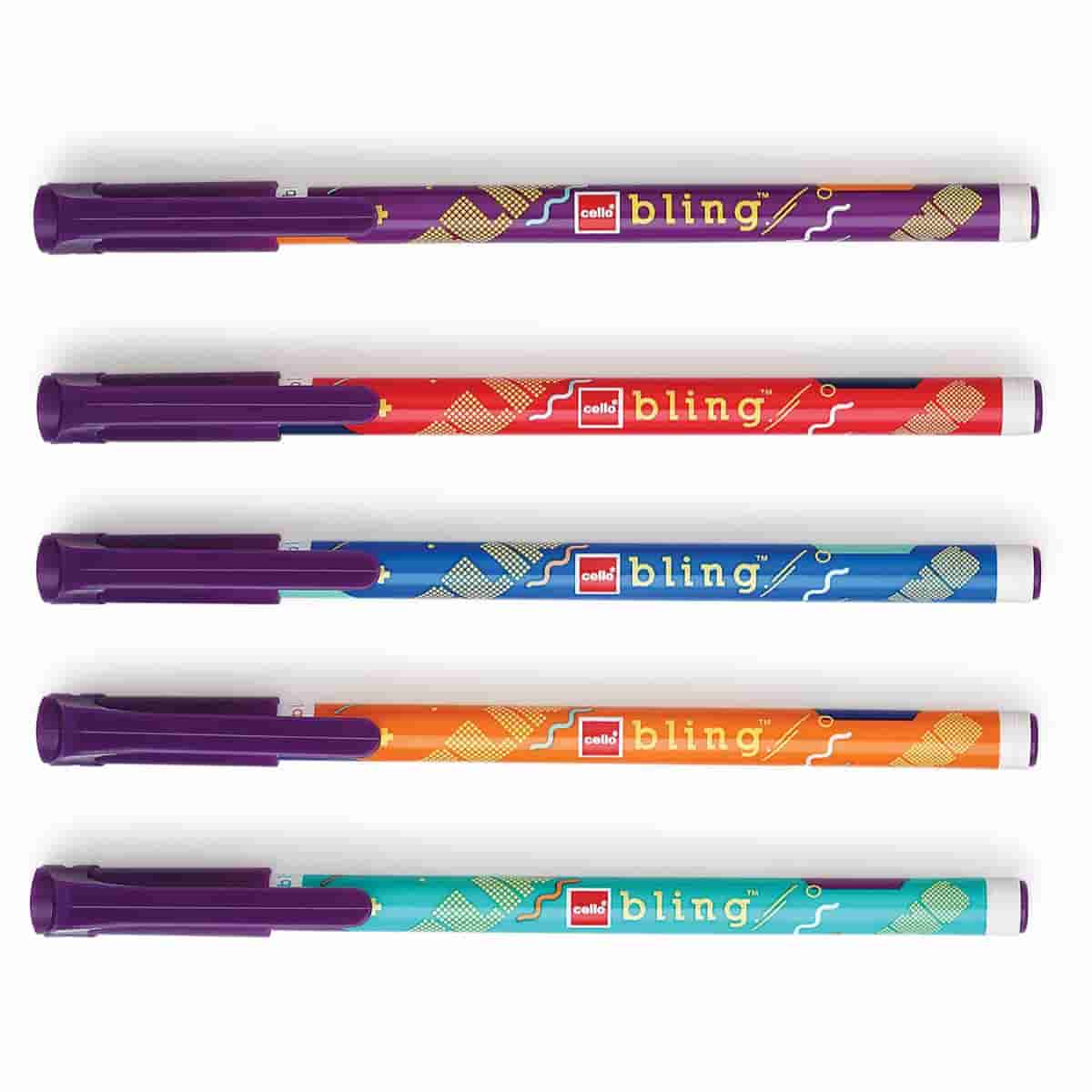 Cello Bling Techno Ball Pen Pack of 5 Blue