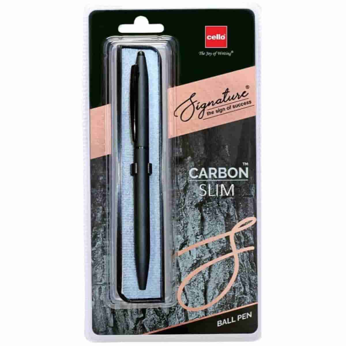 Cello Signature Carbon Slim Ball Pen Blue