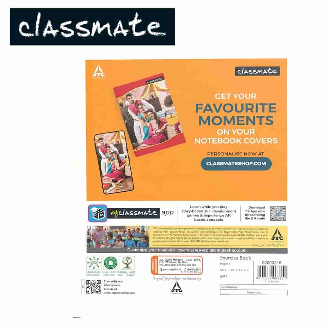 Classmate Hard Bounded Single Line Note Book 380Pg (210X170mm)
