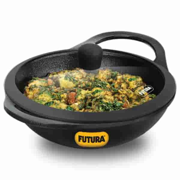 Hawkins Futura 2L Cast Iron Nonstick Kadai with Glass Lid
