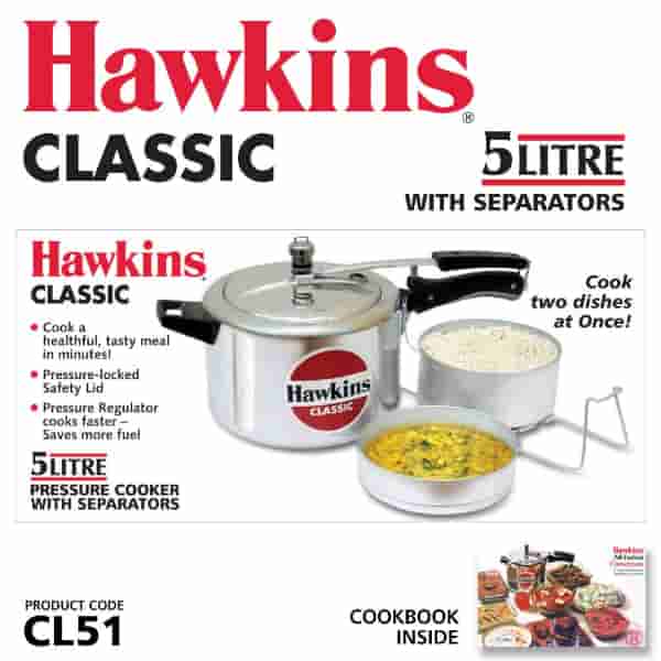 Hawkins Classic 5L Aluminium Pressure Cooker with Separators