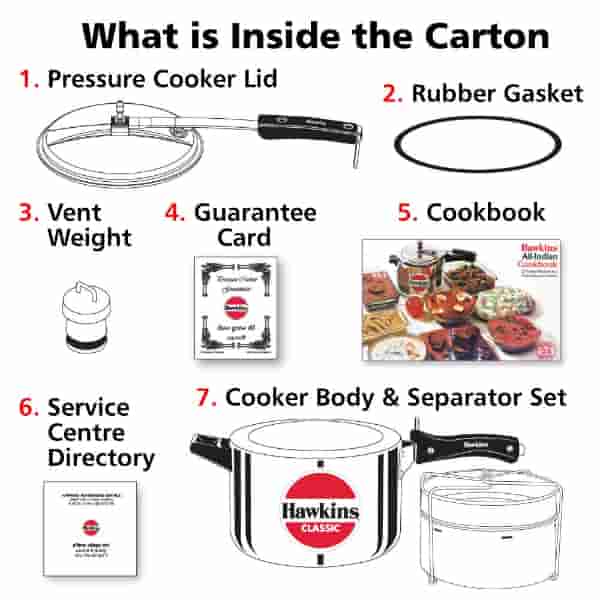 Hawkins Classic 5L Aluminium Pressure Cooker with Separators
