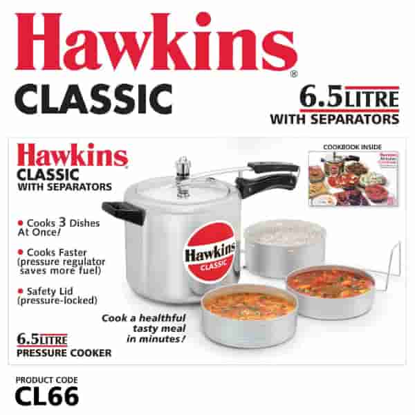 Hawkins Classic 6.5L Aluminium Pressure Cooker with Separators