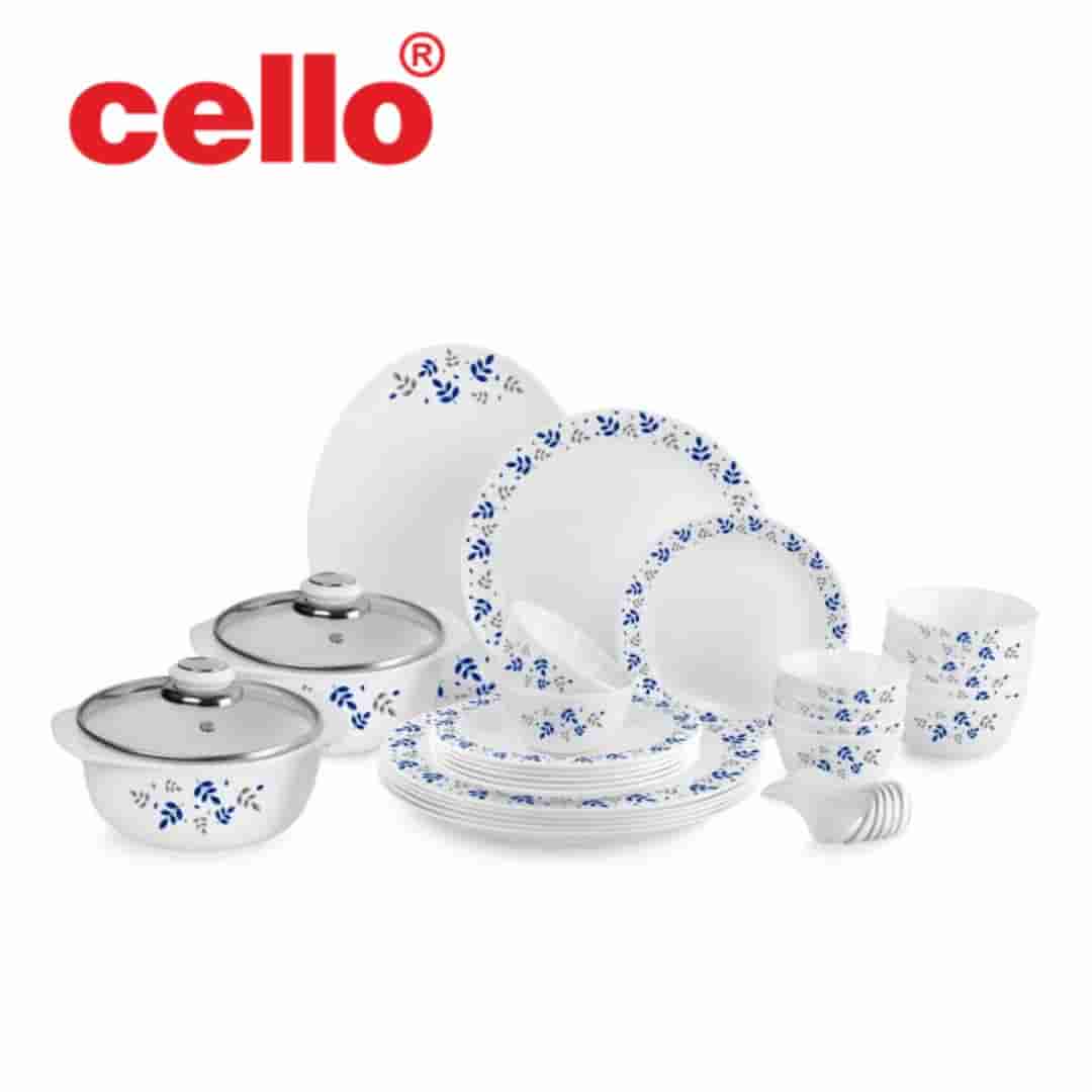 Cello Zarah Ds 35 Pcs Cssrl - Blue Foliage: Effortlessly Stylish Dinnerware Set with a Nature-Inspired Design