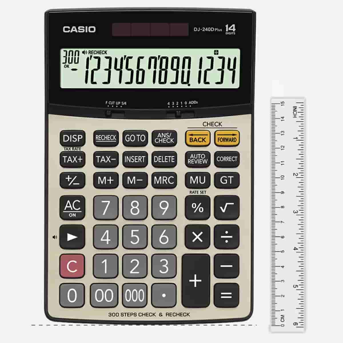 Casio DJ-240D Plus Premium Desktop 14 Digit Bigger Screen Calculator