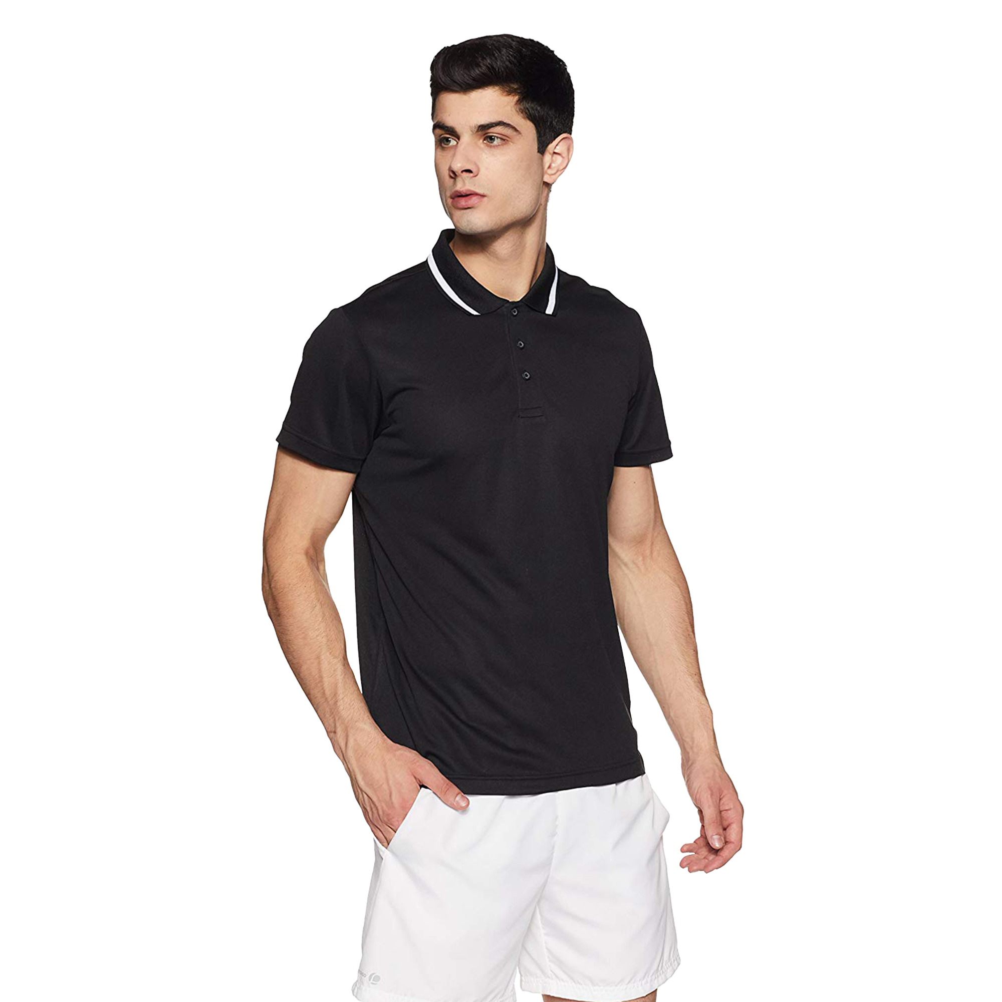 Adidas Solid Men Polo Neck Black T Shirt