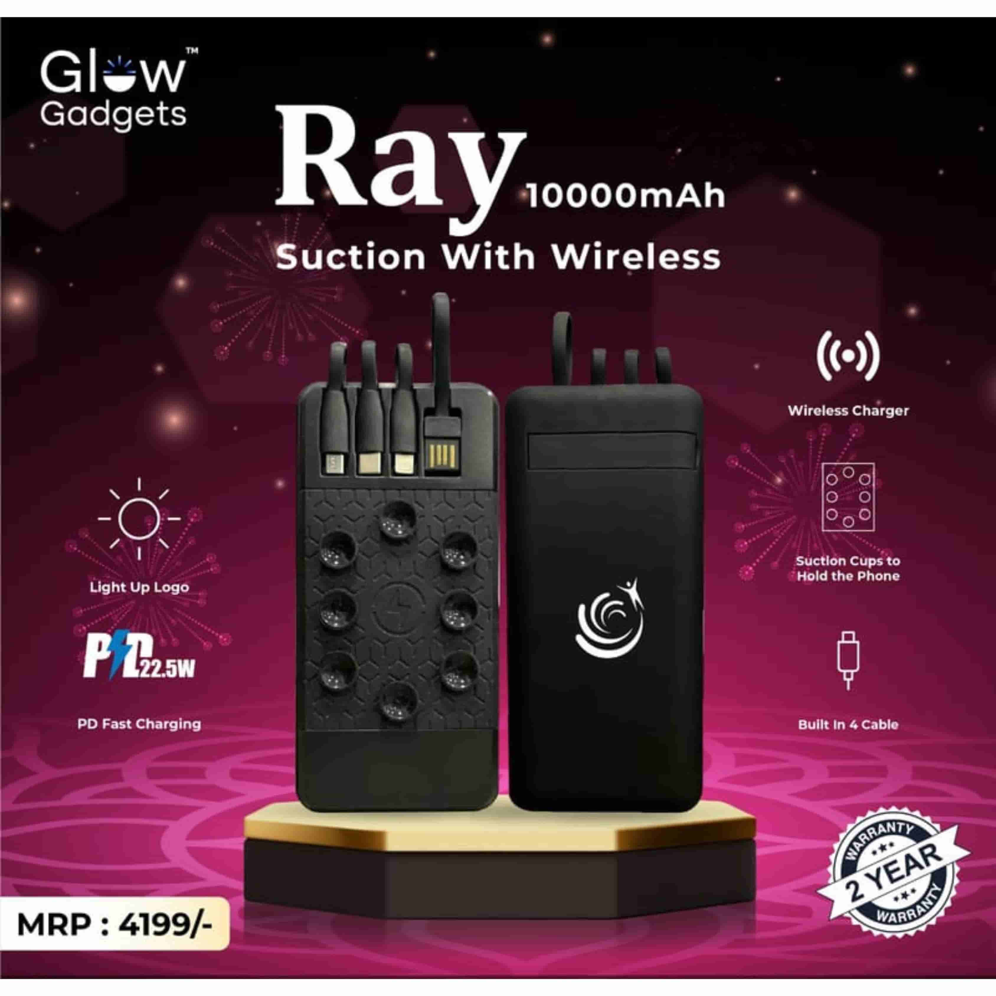 Glow Gadgets Ray 10000 mAh Suction With Wireless Powerbank