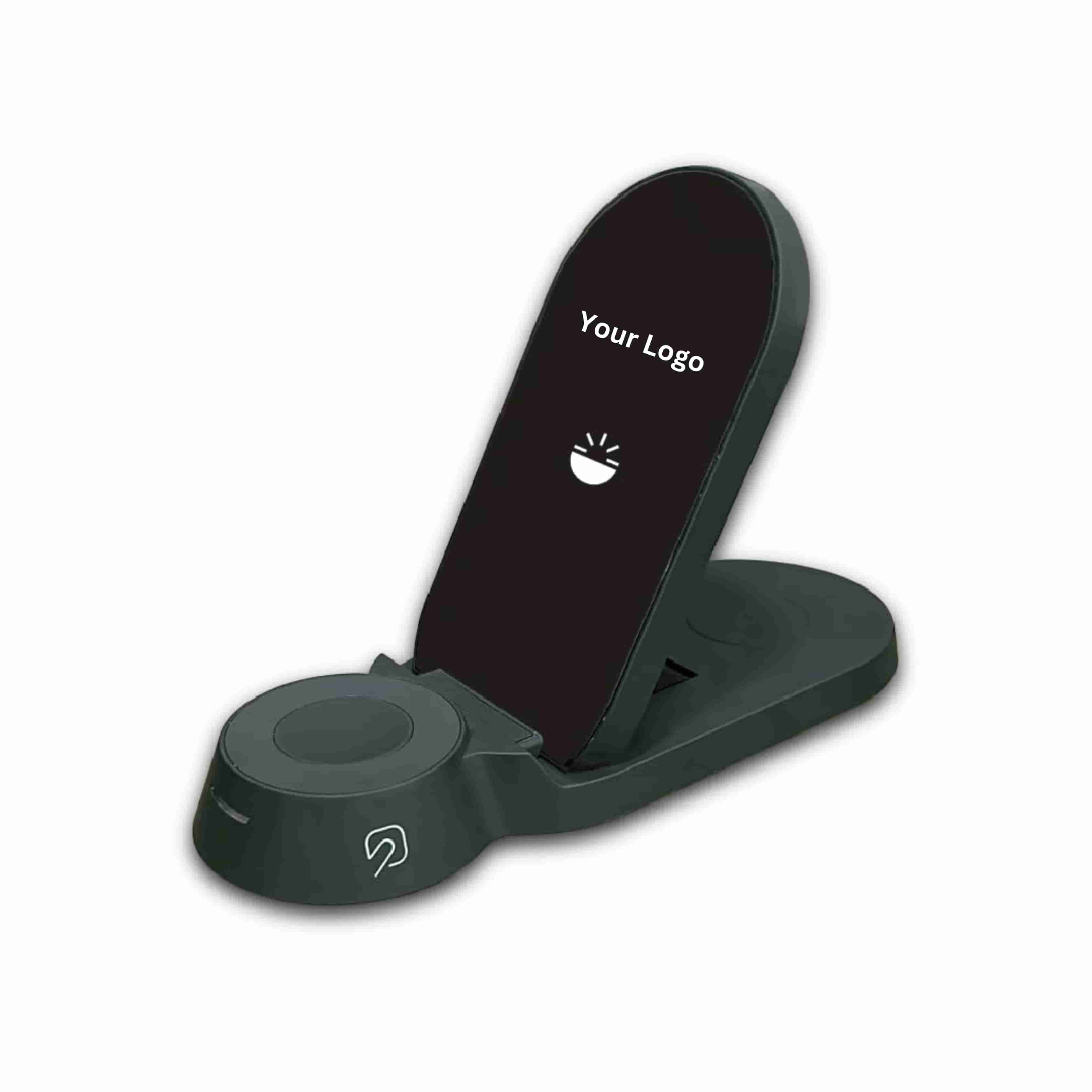 Glow Gadgets Flare Dock 3-in-1 Wireless Charger | 15W Multi-Device Charging Station | Premium Black Finish