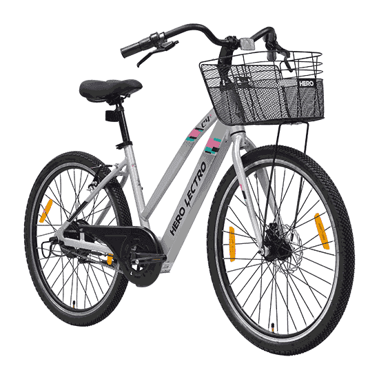 Hero Lectro C4 Plus SS Electric Cycle (Silver)