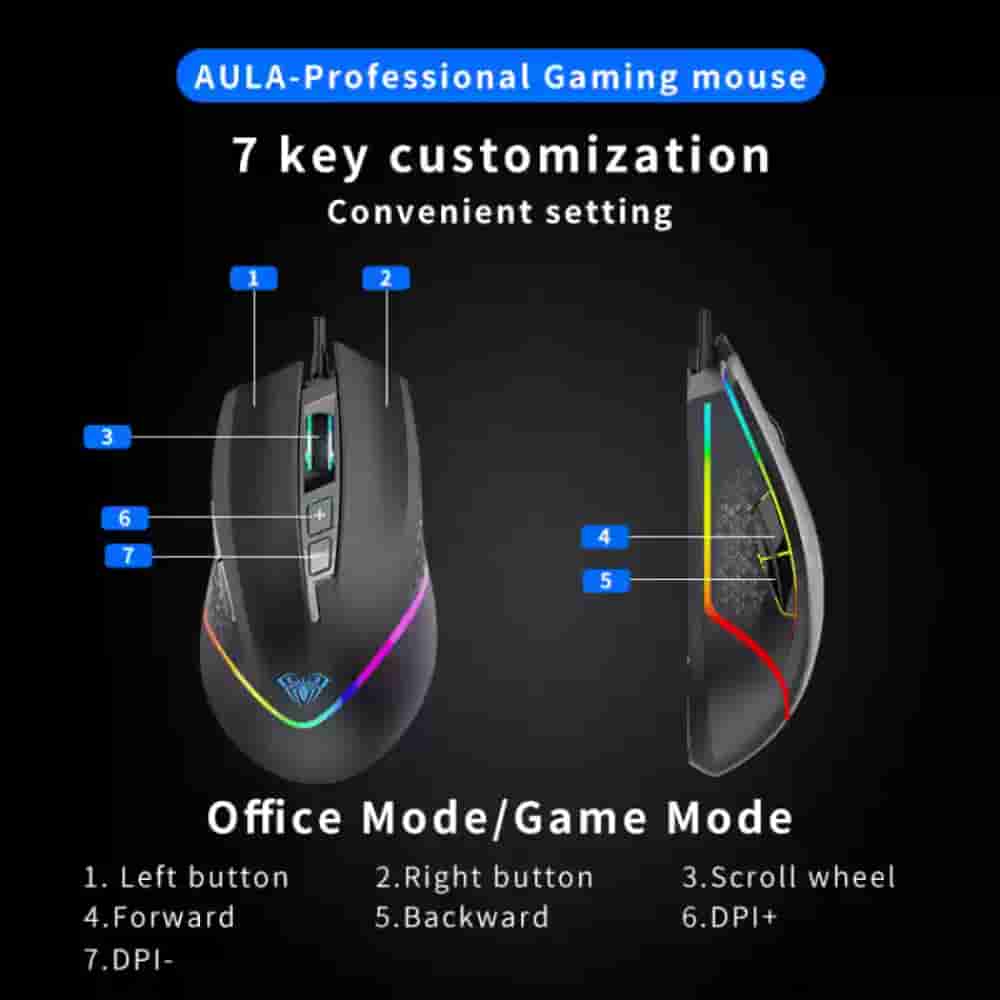 Aula Wired gaming mouse 7 keys