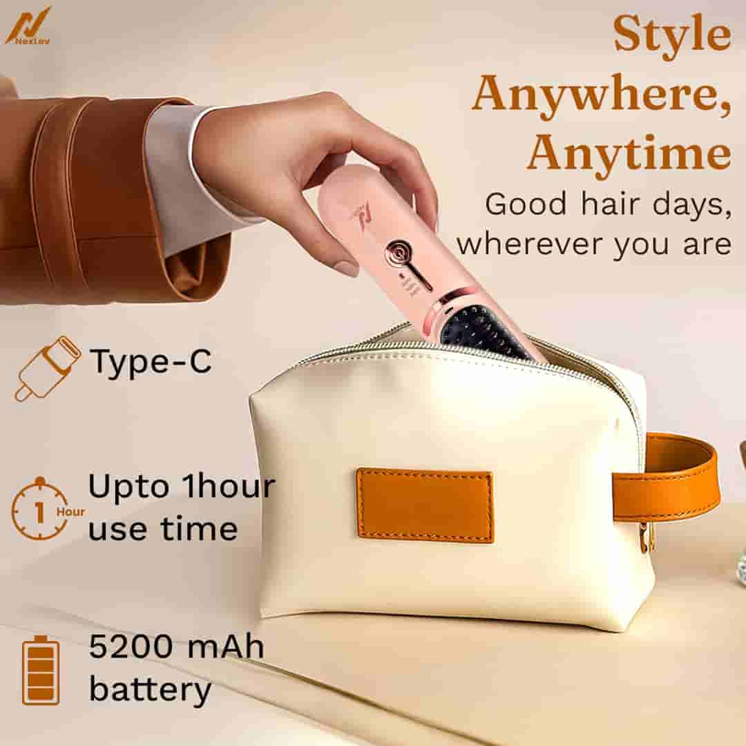 NexLev Ionic Cordless Hair Straightener Brush HSB-04