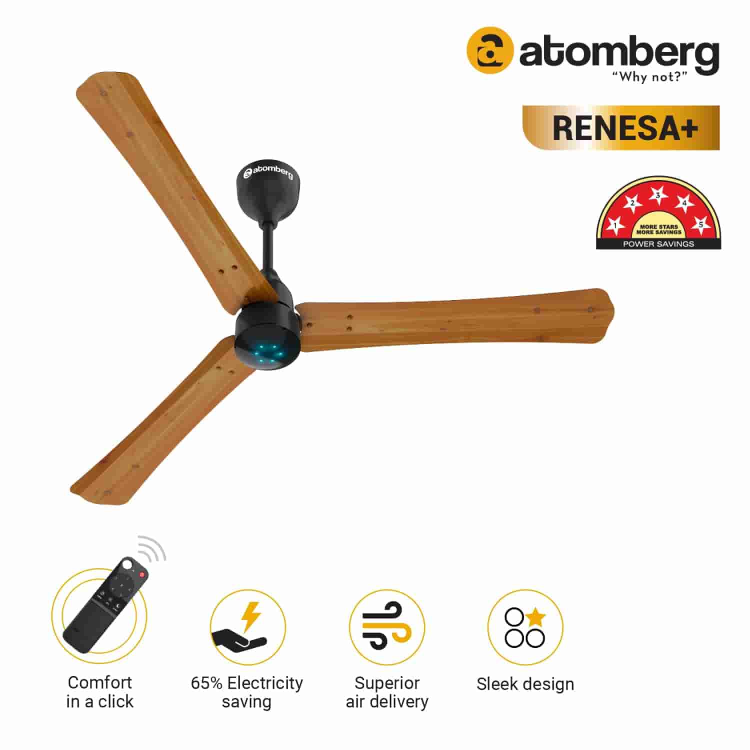 Atomberg Renesa+ CF 1.2M 35W Golden Oak