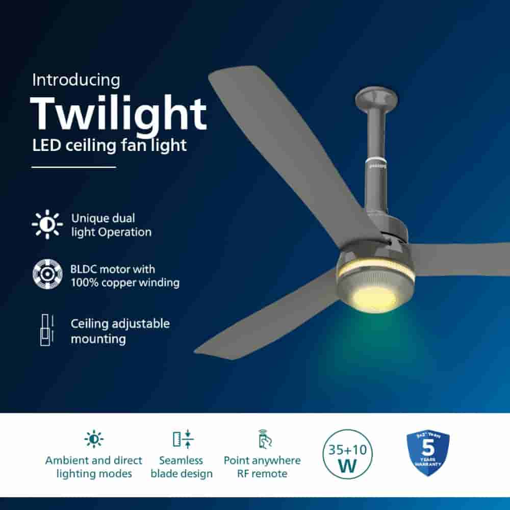 1200mm BLDC Ceiling Fan Twilight Dual Silver