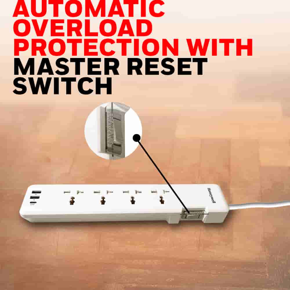 Honeywell 4 out surge protector PD20W with 2 USB