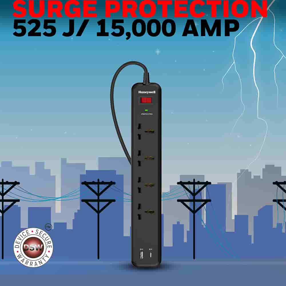 Honeywell 4 out surge protector PD18W with USB