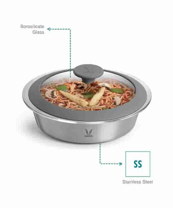 Vaya Hautecase Serveware HC 1100 Glass Lid - Chrome Silver