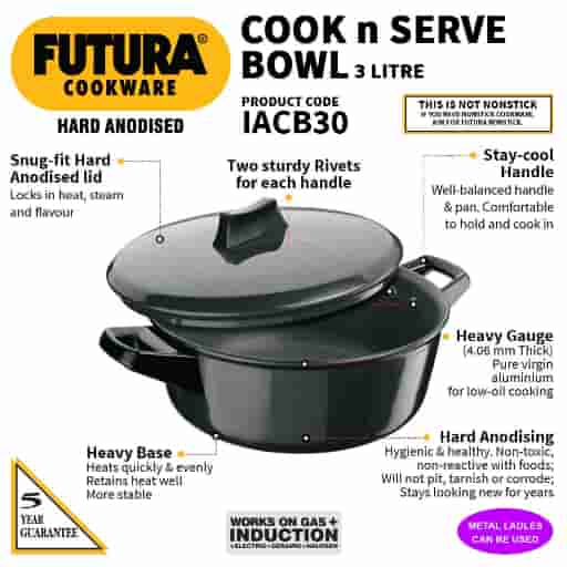 Hawkins Futura 3 Litre Cook n Serve Induction Pan