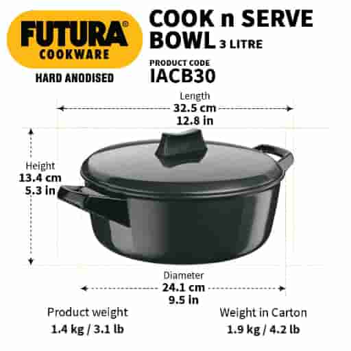 Hawkins Futura 3 Litre Cook n Serve Induction Pan