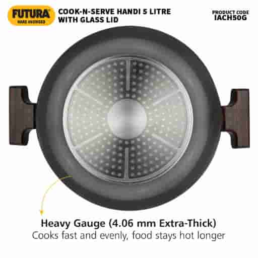 Hawkins Futura 5 Litre Cook n Serve Induction Handi With Glass Lid