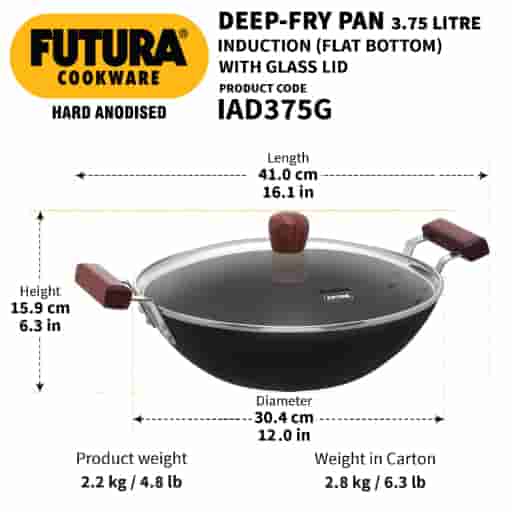 Hawkins Futura 3.75L Hard Anodised Kadhai with Glass Lid