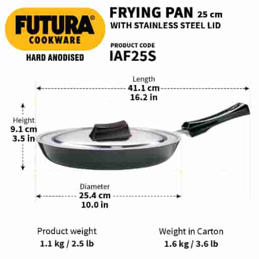 Hawkins Futura 25cm Hard Anodised Induction Fry Pan with Stainless Steel Lid