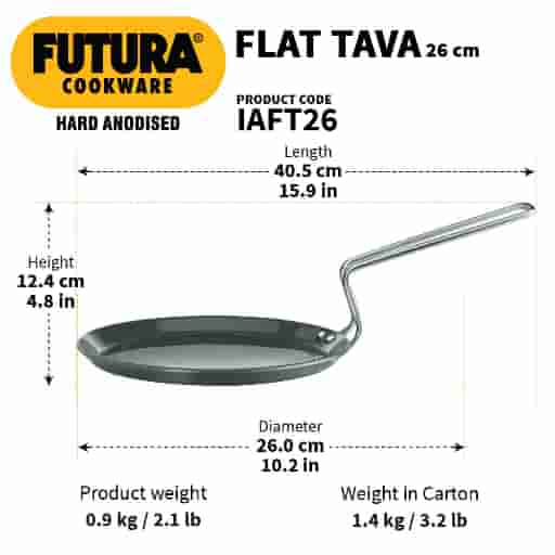Hawkins Futura 26 cm Hard Anodised Induction Tawa with Stainless Steel Handle