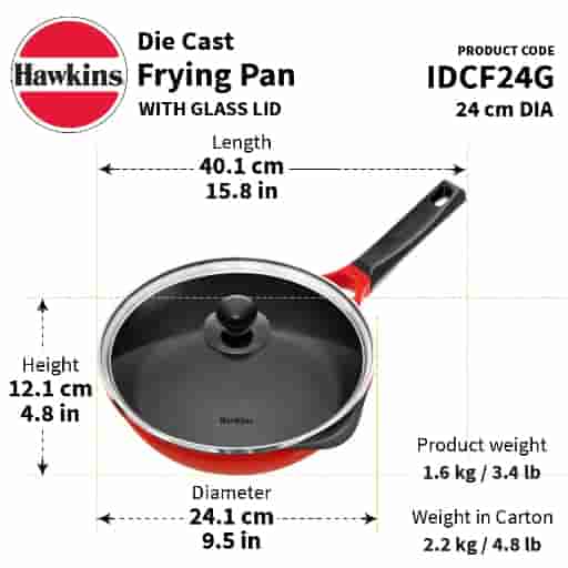 Hawkins 24cm Die Cast Non Stick Ceramic Coated Induction Frying Pan With Glass Lid