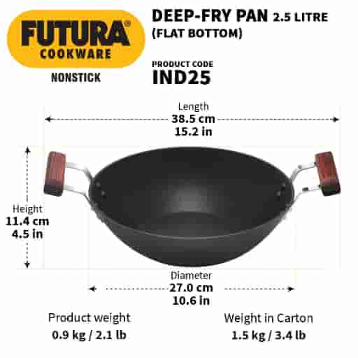 Hawkins Futura 2.5L Non Stick Flat Bottom Induction Kadhai