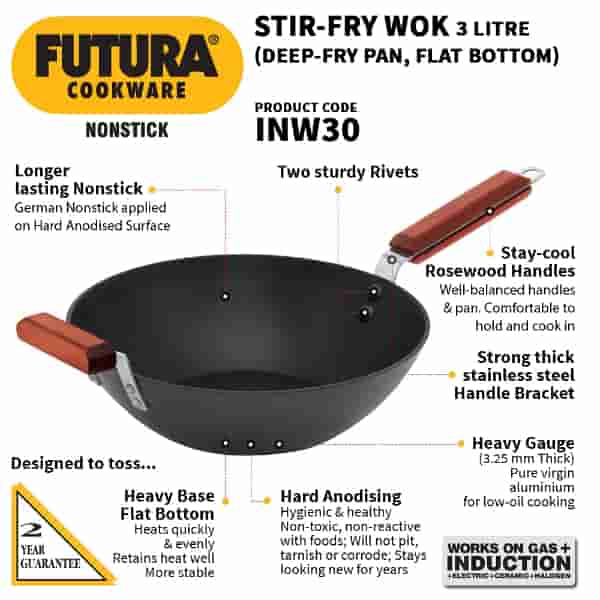 Hawkins Futura Nonstick Stir-Fry Wok 3L