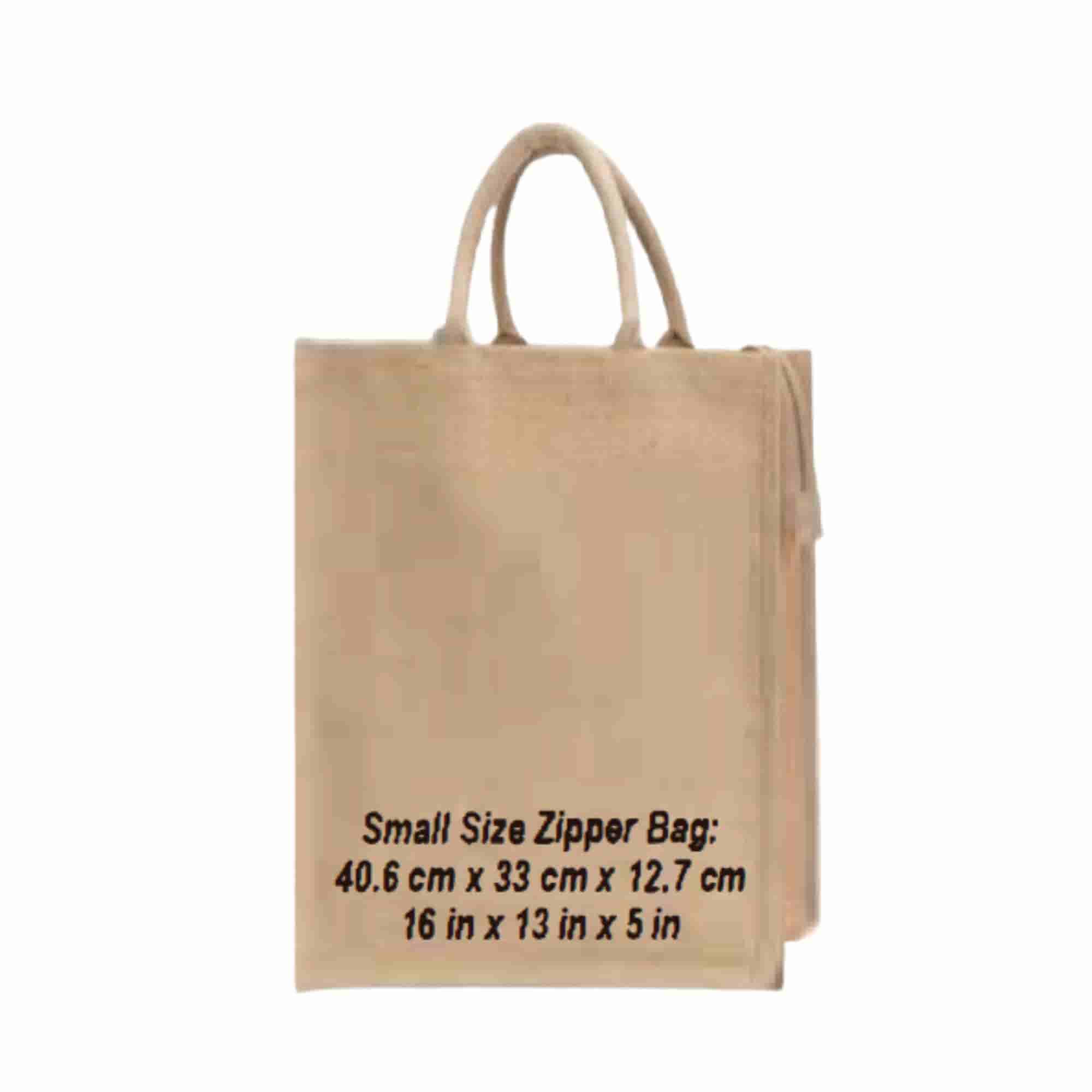 Zipper Natural Jute Bags Small