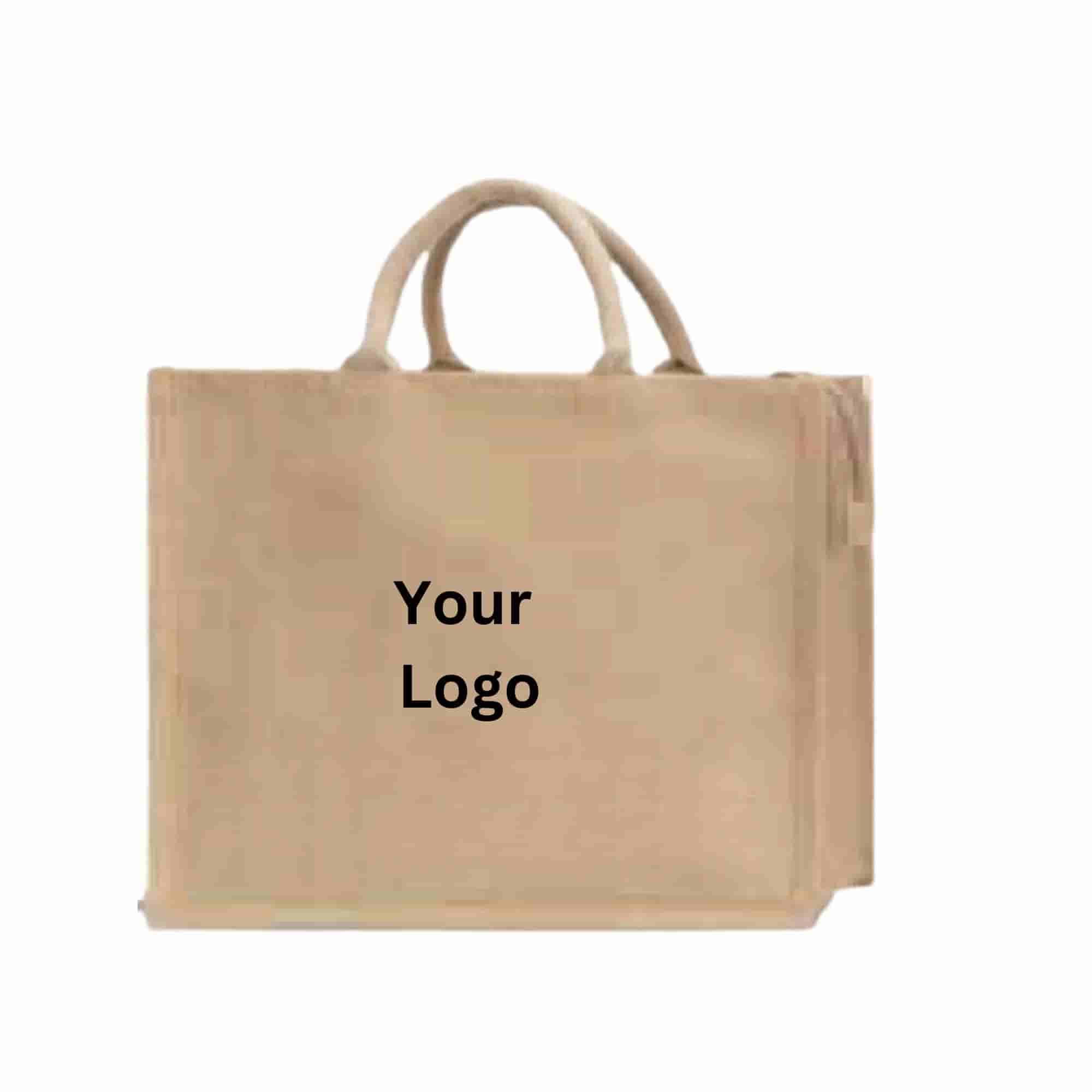 Zipper Natural Jute Bags Big