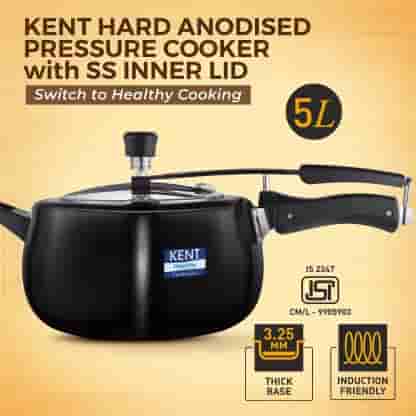 KENT 18019 Hard Anodized Pressure Cooker SS Inner Lid 5 Ltr