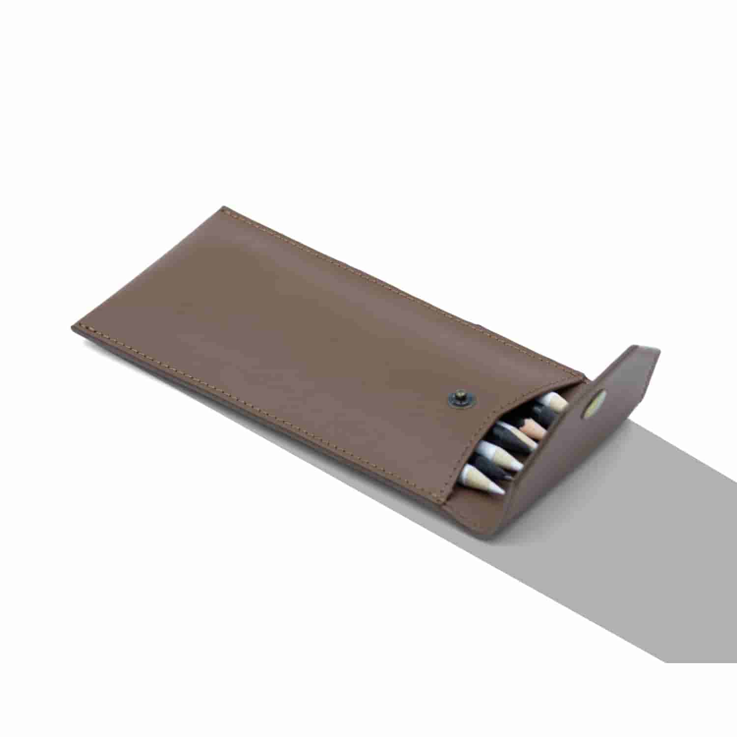 Leather Chef Pencil Pouch Tan