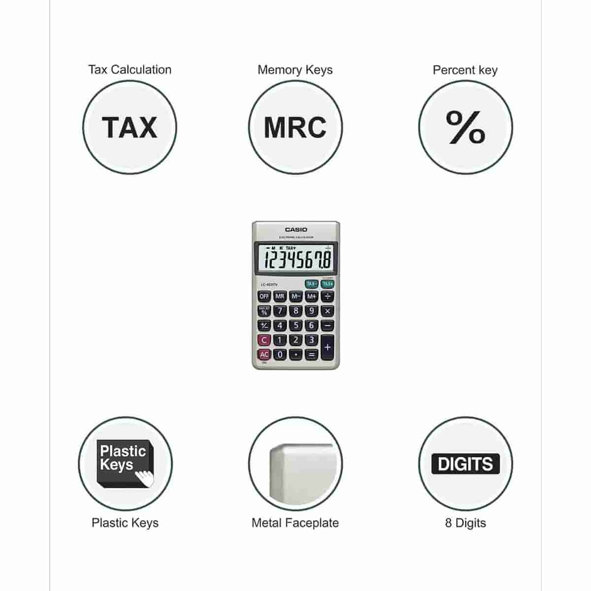 Casio LC-403TV Portable Calculator with Metal Faceplate