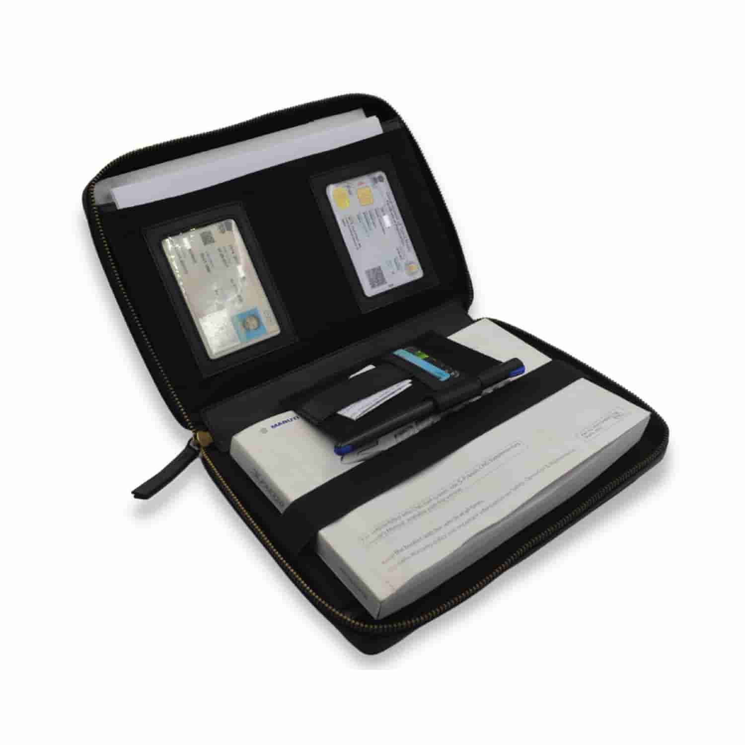 Leather Chef Car Document Holder Black