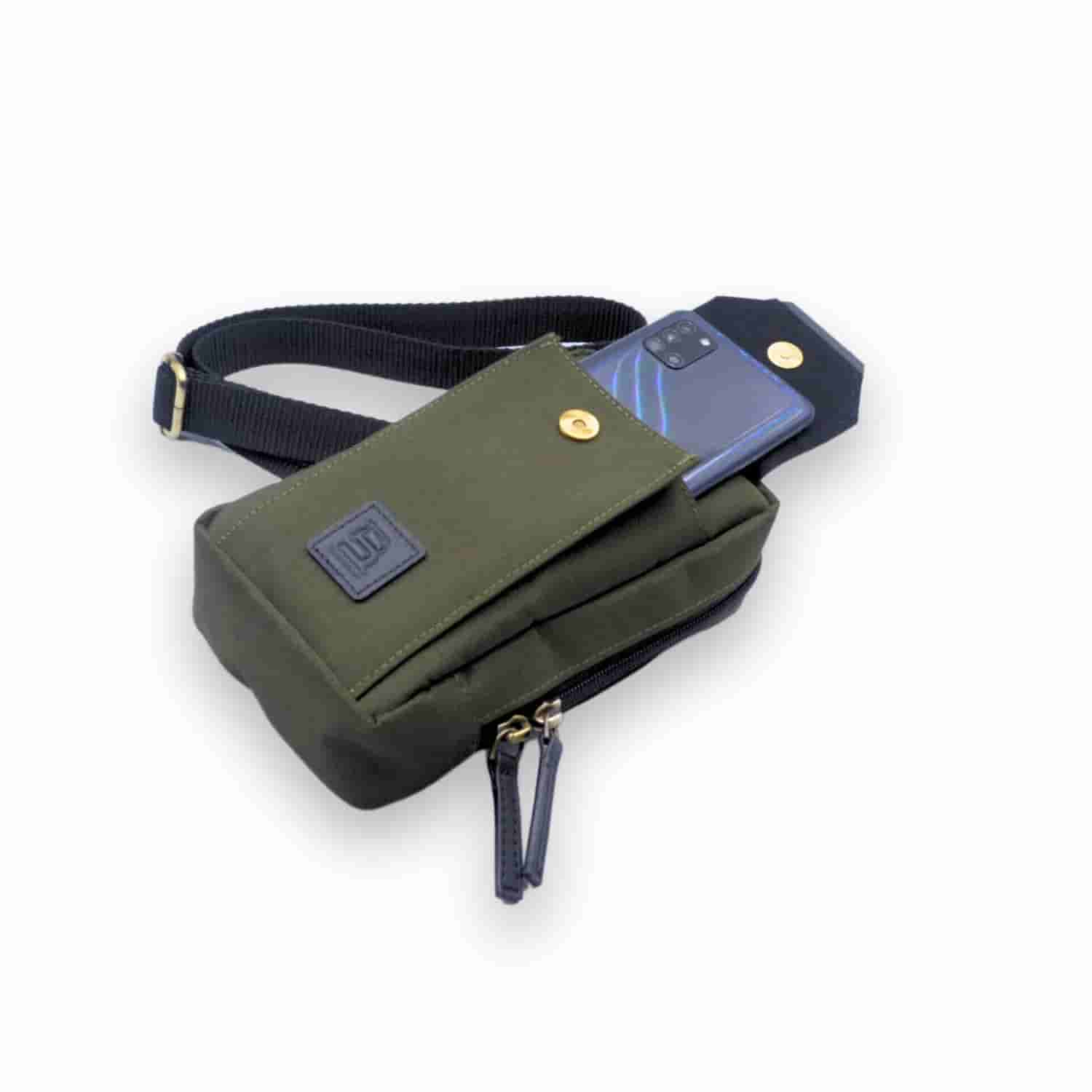 Leather Chef City Sling Bag Olive
