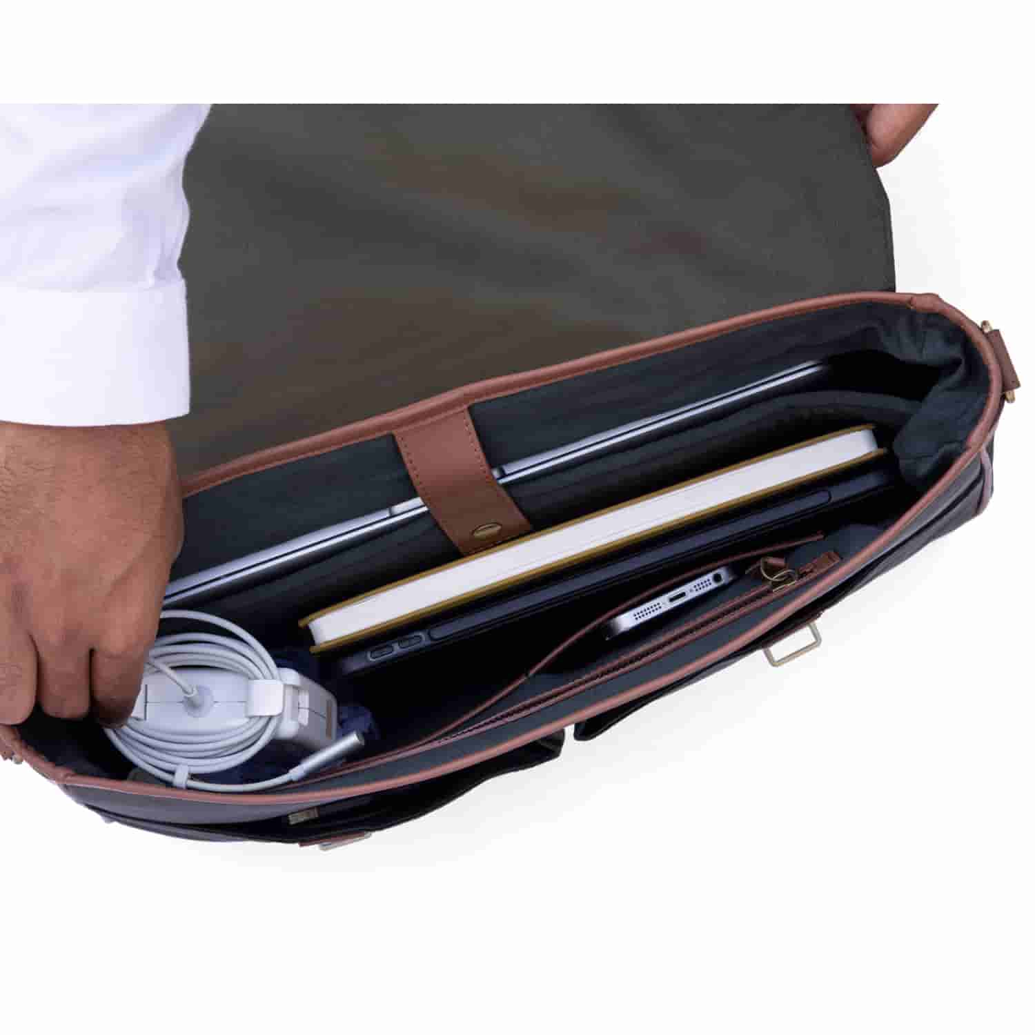 Leather Chef Retro Laptop Bag Olive