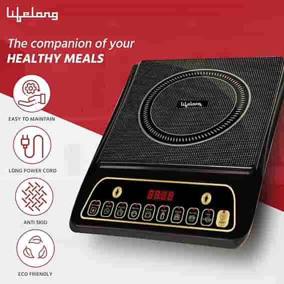 Lifelong Inferno LLIC60 2000 Watt Induction Cooktop for Home with 7 Preset Indian Menu Option and Auto-Shut Off | Easy Cooking, 1 Year Manufacturer's Warranty (Black)